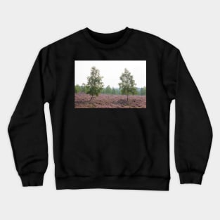 Heathland, morning mist, heather bloom, Niederhaverbeck Crewneck Sweatshirt